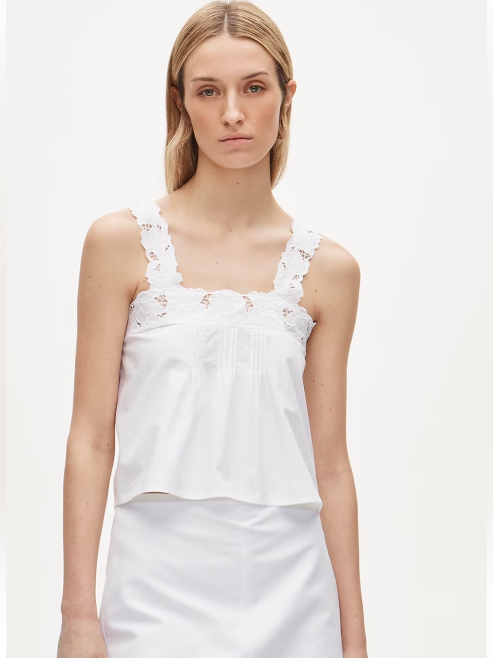 NWT J. Crew Lace Trim Tank Top In Compact Poplin